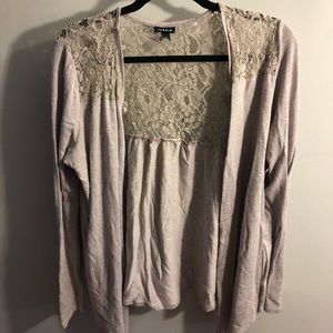 Lace accented cardigan